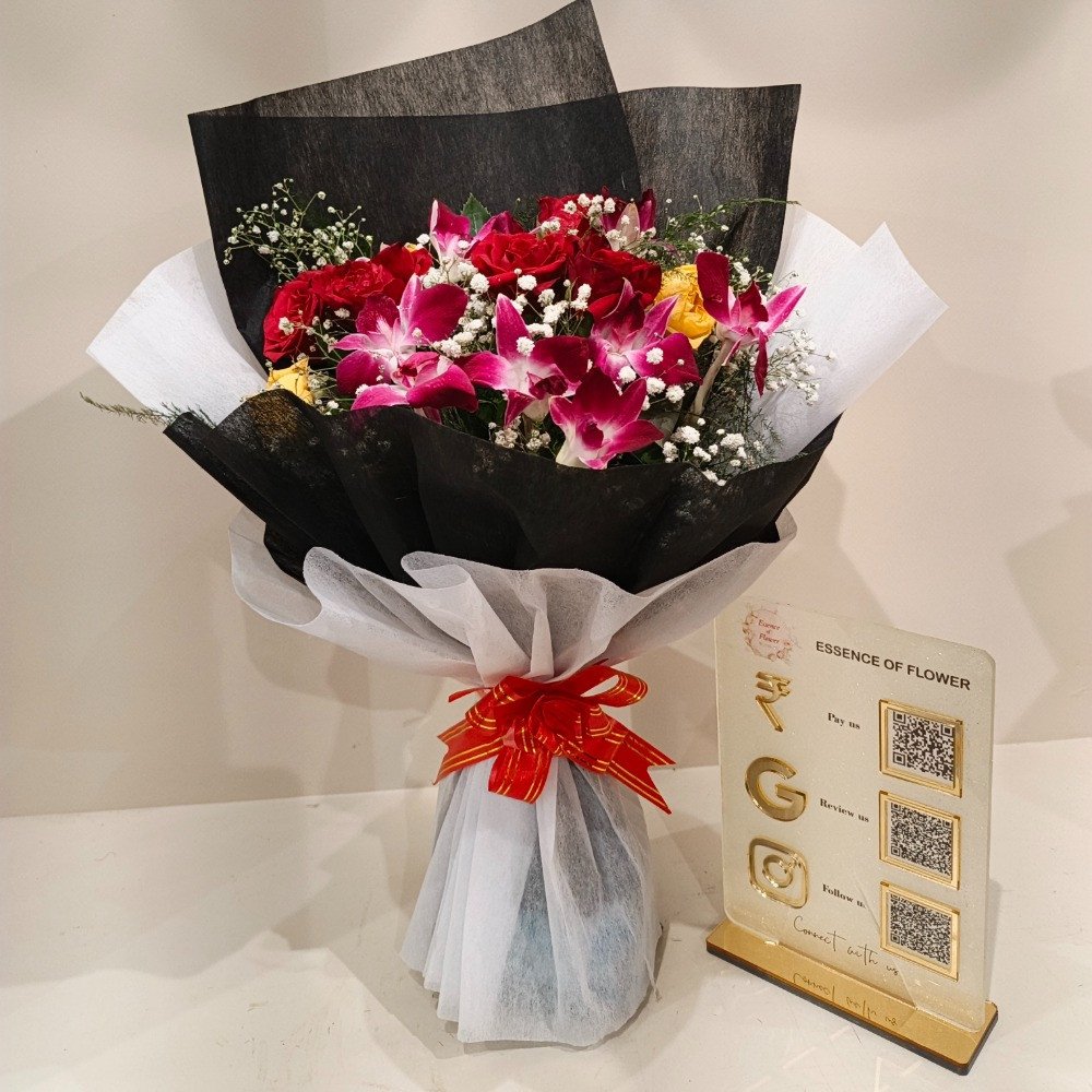 Red & Yellow & Orchids Bouquet