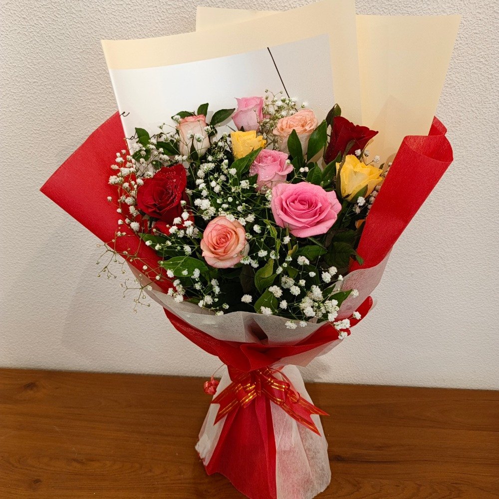 Red,Pink,Yellow, Mix Rose Bouquet