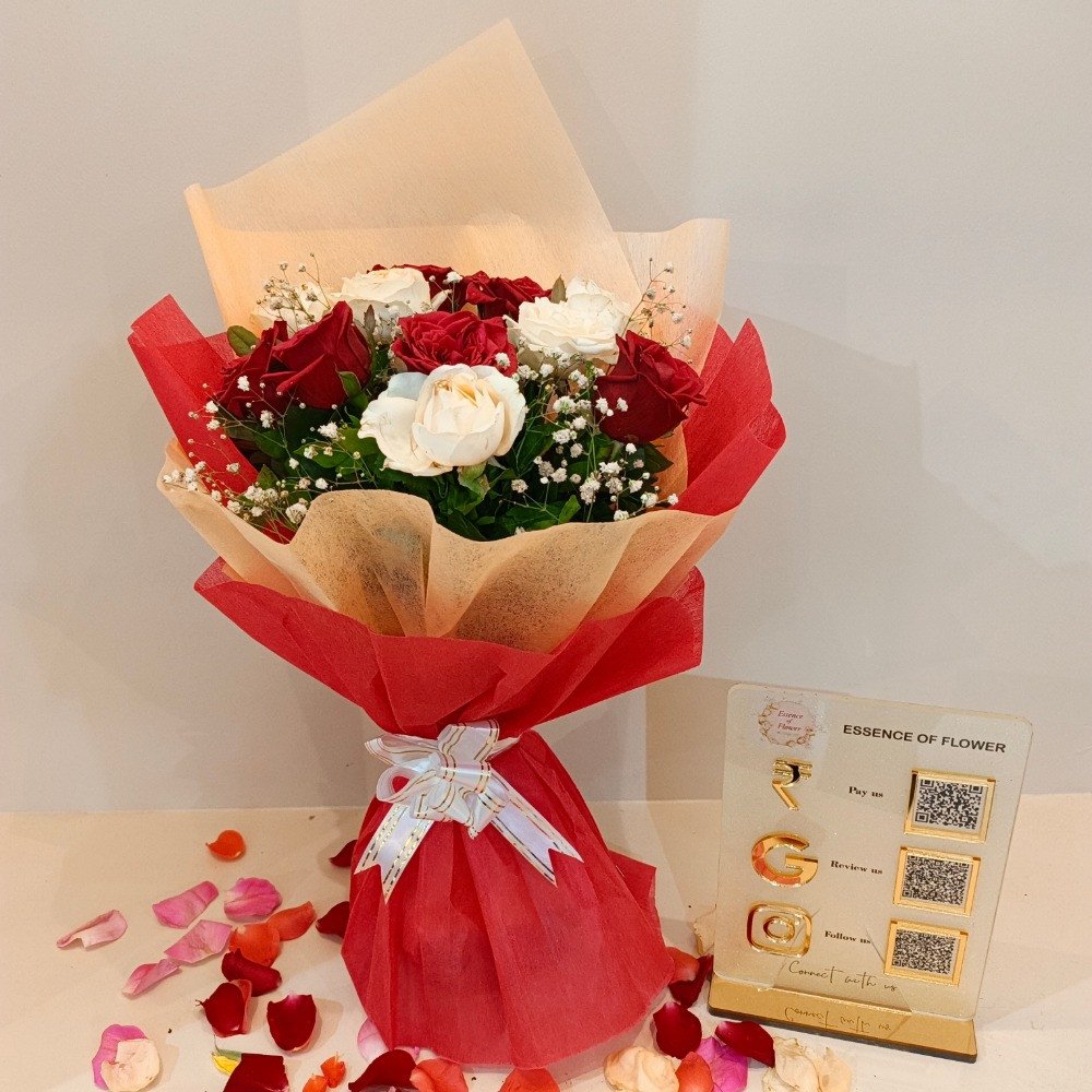Red,White Rose Bouquet