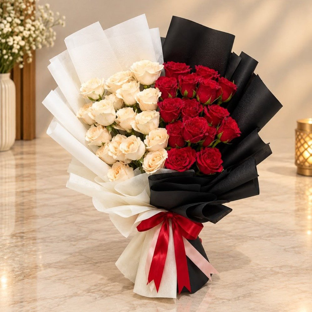 Red & White Rose Bouquet