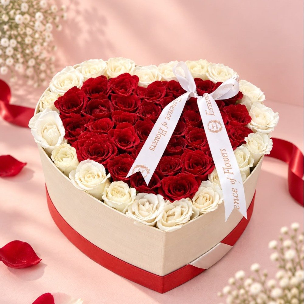 Heart-Shaped Rose Box Bouquet