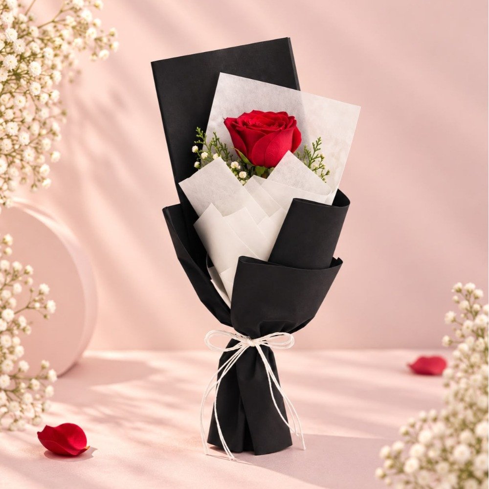 Single Red Rose Bouquet