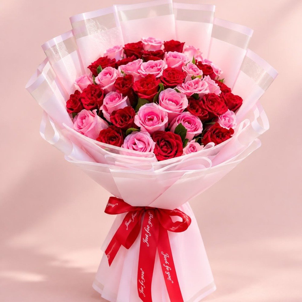 ✨ PREMIUM RED & PINK ROSE BOUQUET ✨