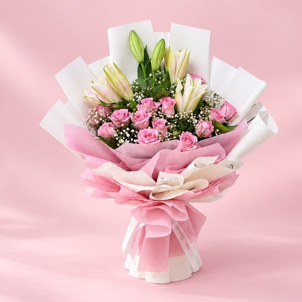Pink Lily & Rose Bouquet