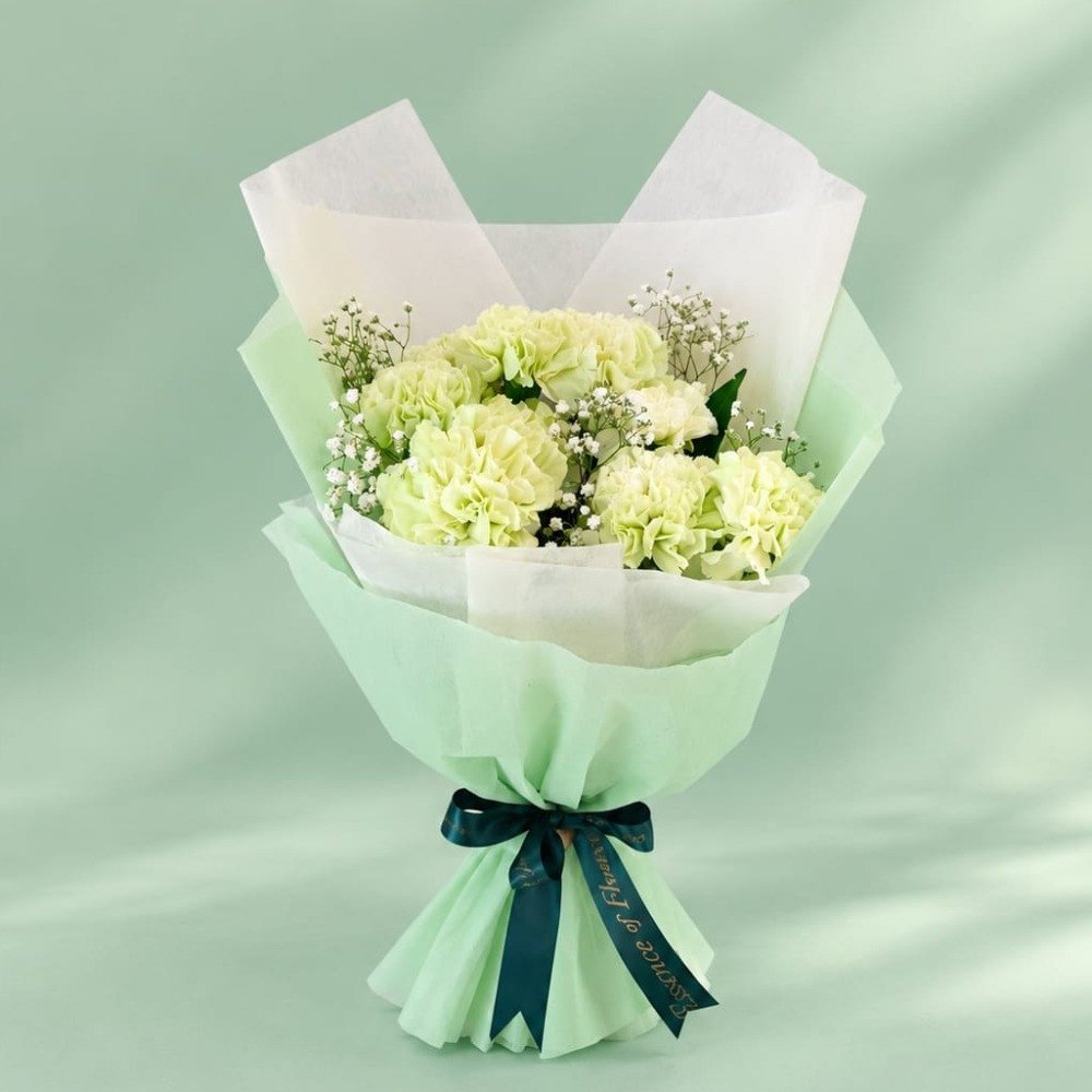 Fresh Green Carnation Bouquet