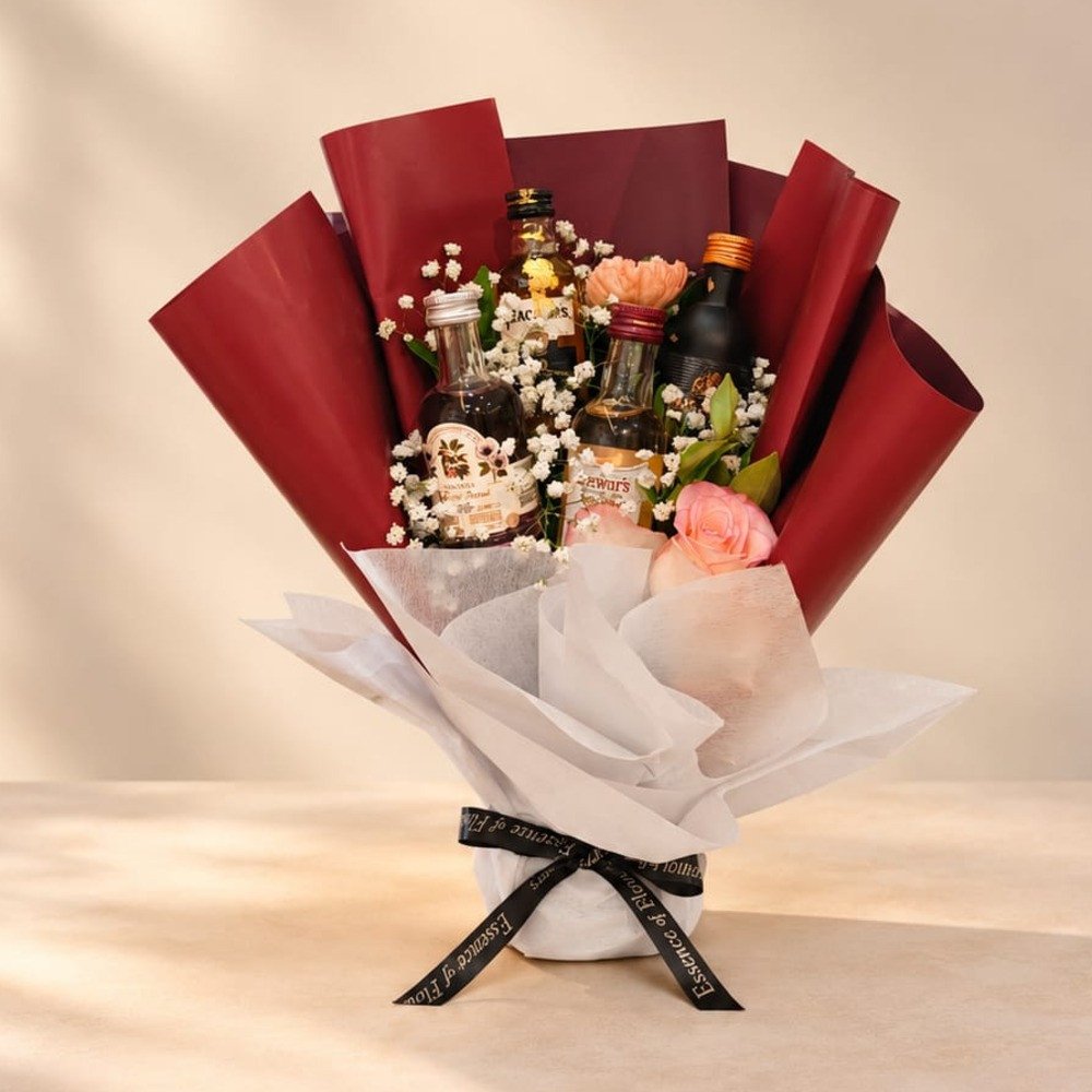 Luxury Bottle & Flower Bouquet ✨