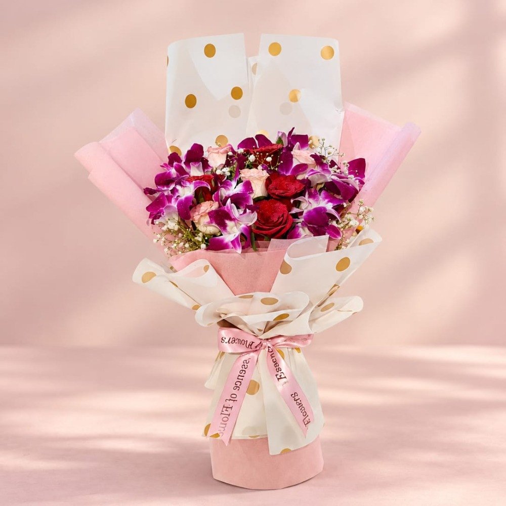 Royal Red & Purple Orchid Bouquet