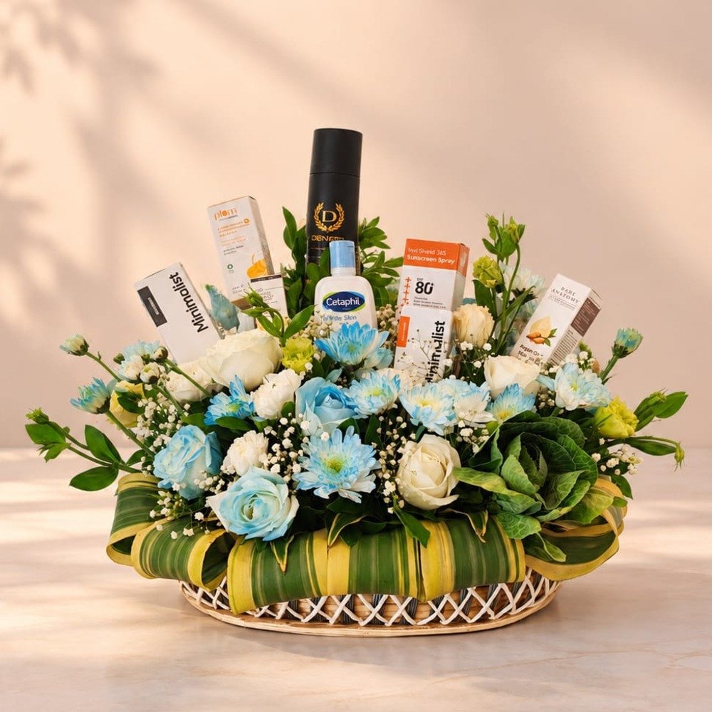Luxury Self-Care Floral Hamper 💙🤍