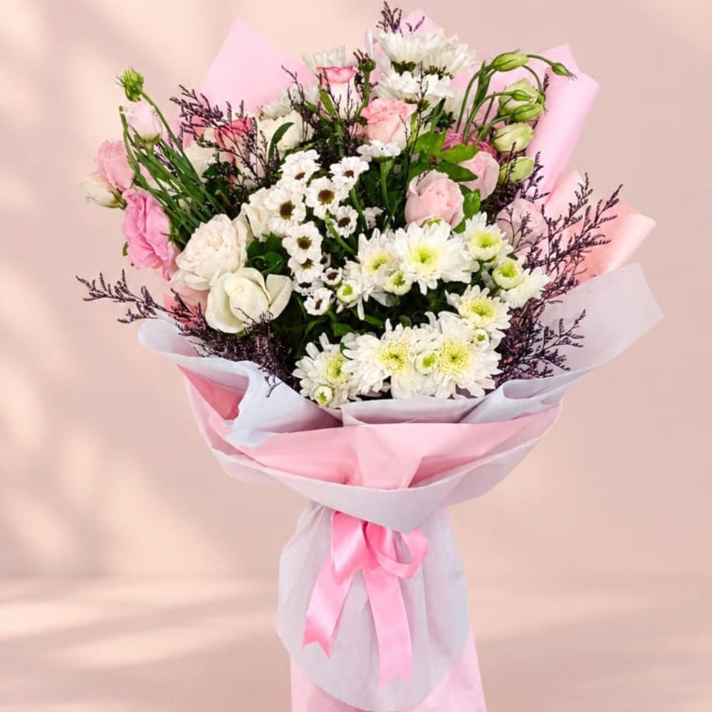 Blush Pink & White Premium Bouquet 💐