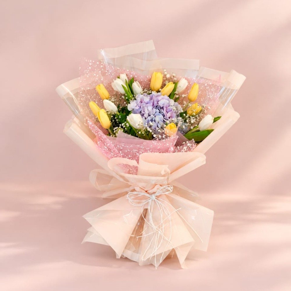 💜 Pastel Tulip & Hydrangea Bouquet