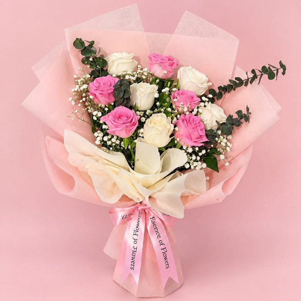 Pink & White Rose Bouquet 💗🤍