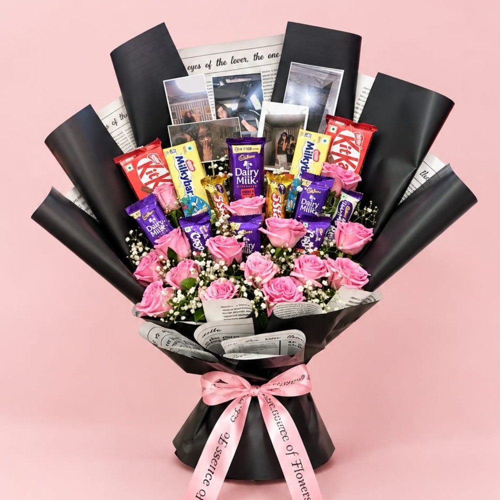 Pink Rose & Chocolate Memory Bouquet 💕🍫