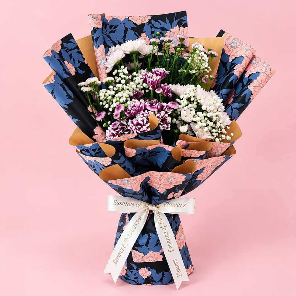 💐 Elegant Purple & White Chrysanthemum Bouquet